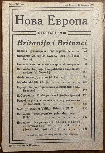 Britanija i Britanci : Nova Evropa br. 2 1930