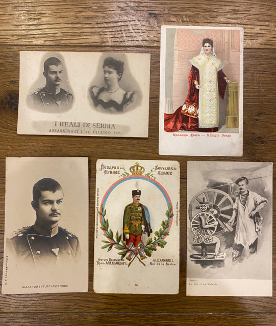 5 razglednica iz epohe sa motivima kralja Aleksandra i kraljice Drage Obrenović