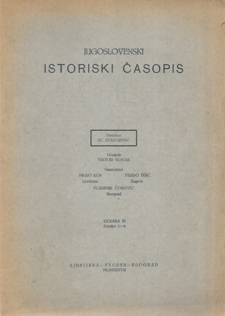 Jugoslovenski istoriski časopis, godina III, sv 1-4 (1937)