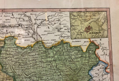 Uramljena geografska karta 1852: Srbija, Bosna, Hercegovina, Crna Gora, Dalmacija sa izdvojenim gradovima Beogradom i Sarajevom