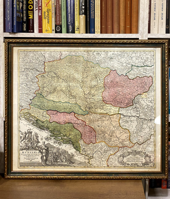 Kraljevina Ugarska, Dalmacija, Hrvatska, Sklavonija, Bosna, Srbija i Kneževina Transilvanija - Homann, Johann Baptist (1716)