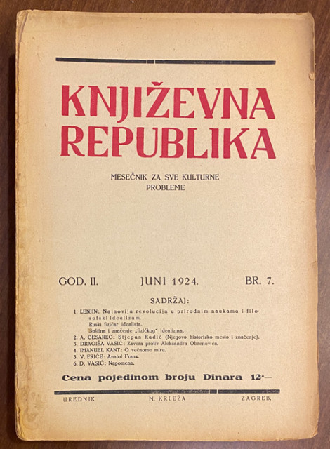 Književna Republika, god. II, Br. 7 - 1924. Urednik Miroslav Krleža Književna Republika, god. II, Br. 7 - 1924. Urednik Miroslav Krleža
