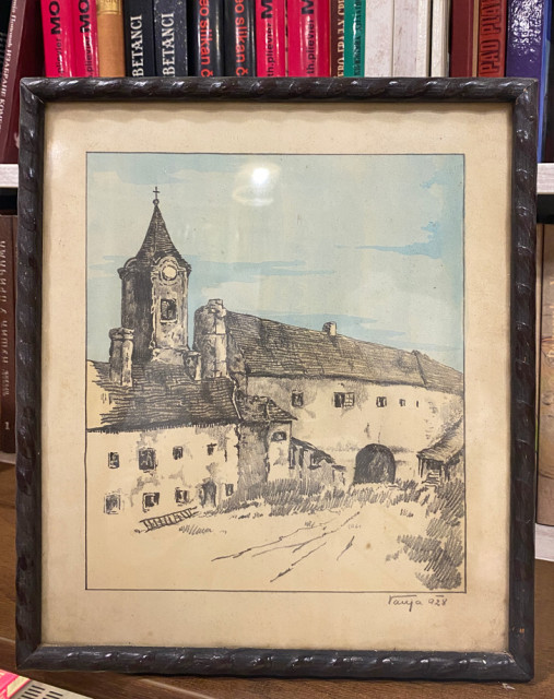 Petrovaradin, olovka/akvarel - Ivan Vanja Jovanović (1928)