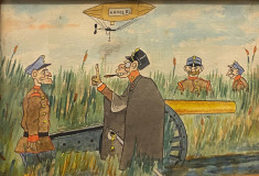 Austrougarska baterija, karikatura, tuš/akvarel - Ivan Vanja Jovanović (oko 1910)