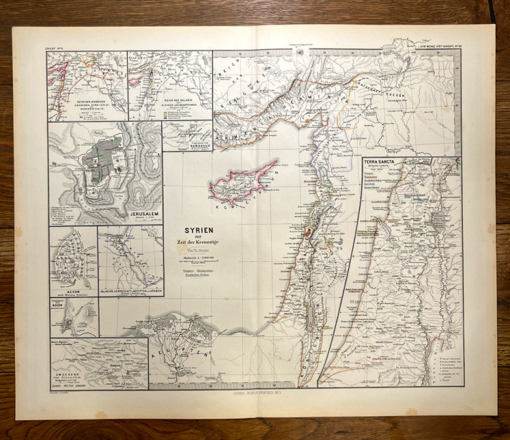 Sirija, Jerusalim, Sveta Zemlja u vreme krstaških ratova - kartograf Theodor Menke (1871)