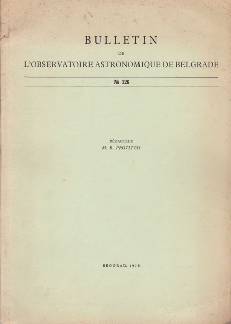 Bulletin de l&#039;observatoire astronomique de Belgrade No. 126
