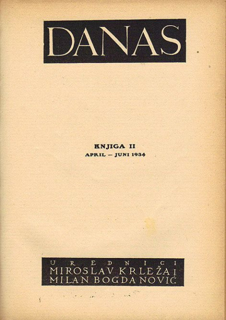 DANAS : književni časopis, brojevi 1-5 + Index (1934)