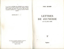 Lettres de Jeunesse avec des poemes inedits - Paul Éluard 1962