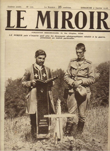 LE MIROIR Num. 110 1916. Naslovna strana:  Poslednja molitva na grobu srpskog oficira