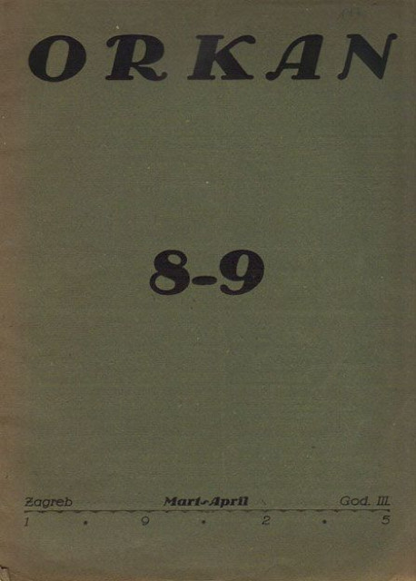 ORKAN revija za umjetnost i kulturu, br. 8-9 1925