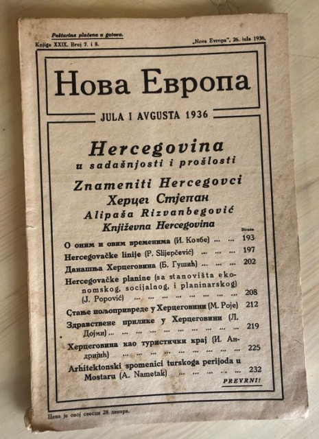 Hercegovina u sadašnjosti i prošlosti, Znameniti Hercegovci : Nova Evropa br. 7/8, 1936