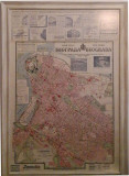 (Uramljen) Plan grada Beograda velikog formata 108x76cm (oko 1930)