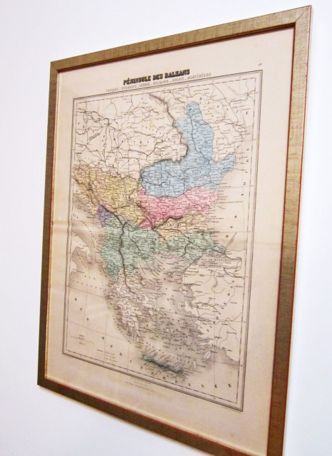 Geogr. karta Balkanskog poluostrva: Turska, Rumunija, Srbija, Bugarska, Bosna, Crna Gora (oko 1850)