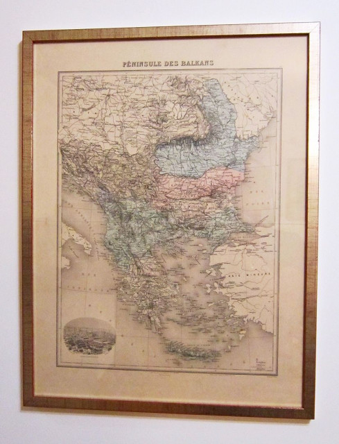 Peninsule des Balkans, geografska karta: Srbija, Bosna, Crna Gora, Bugarska... (oko 1850)