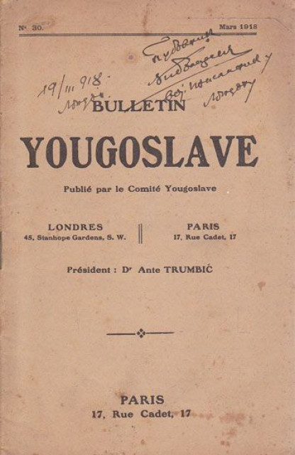 Bulletin Yougoslave - No 30, mart 1918 Comité Yougoslave