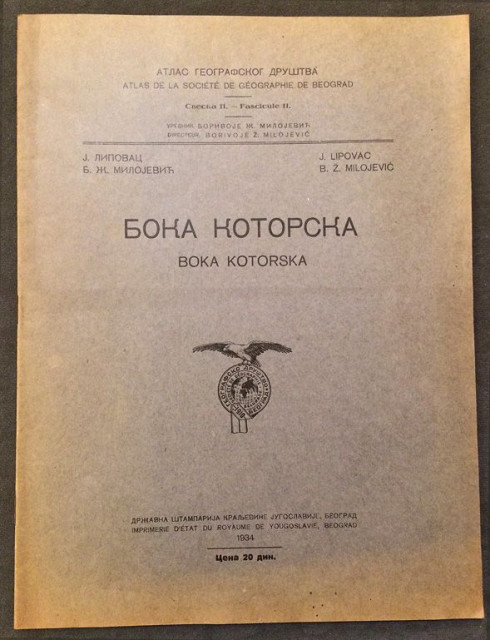 Boka Kotorska, Atlas geografskog društva (1934) - J. Lipovac, B. Ž. Milojević