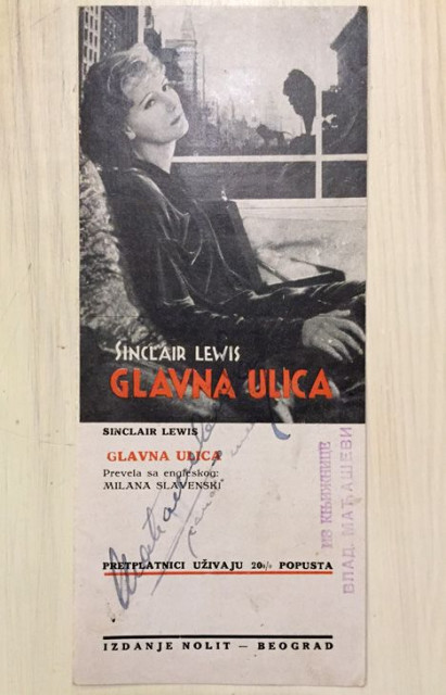 Nolitov književni oglas za knjigu "Glavna ulica" - Sinclair Lewis (1931)