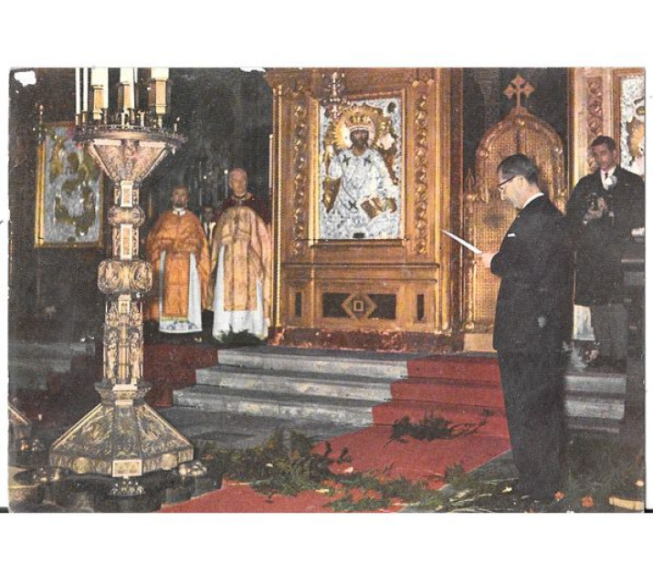 Jugoslovenski kralj Petar II govori u hramu sv. Spiridona u Trstu 1962. godine - razglednica