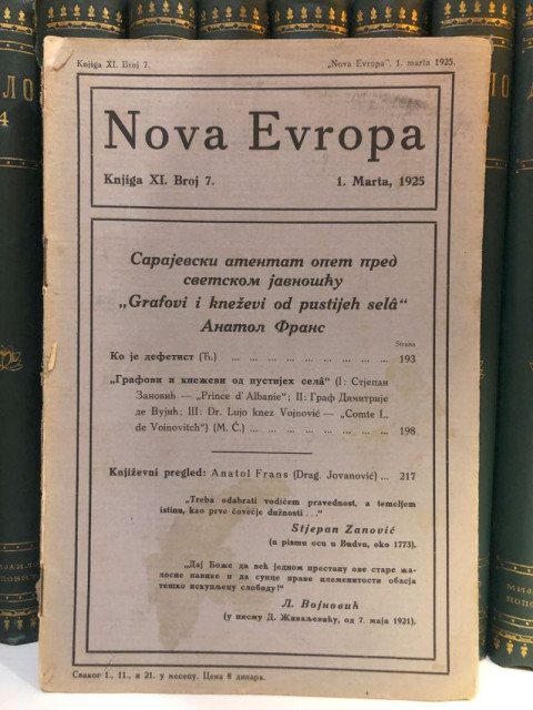 Sarajevski atentat opet pred svetskom javnošću : Nova Evropa br. 7, 1925