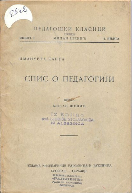 Spis o pedagogiji - Imanuel Kant (1922)