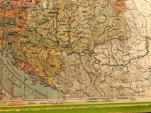 Uramljena kolor karta Austrougarske sa izdvojenim gradovima, Bosna, Crna Gora, deo Srbije (kraj XIX veka)
