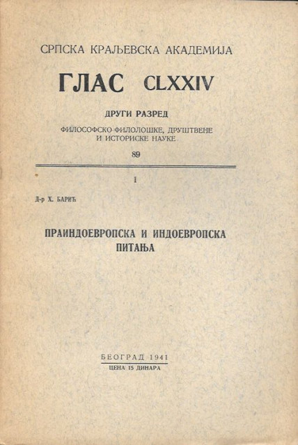 Praindoevropska i indoevropska pitanja - Dr. Henrik Baric (1941)