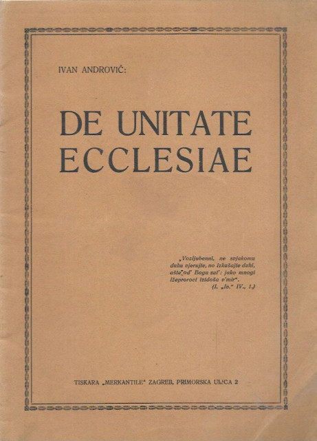 De Unitate Ecclesiae - Ivan Androvic 1925 (sa posvetom)
