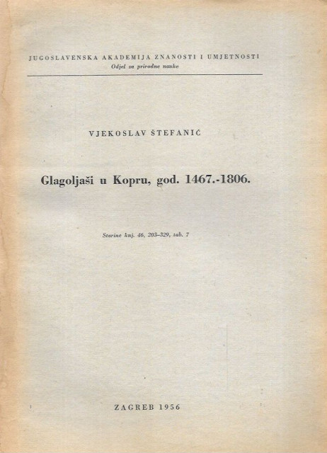 Glagoljasi u Kopru god. 1467-1806 - Vjekoslav Stefanic